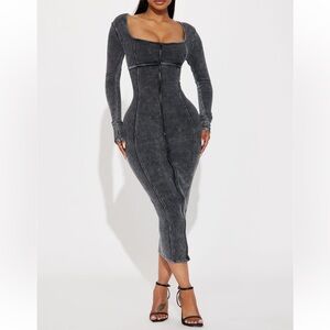 Fashionnova Mineral Wash Midi Dress
